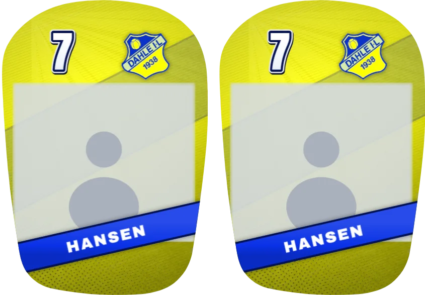 Dahle IL-leggskinn, like: bilde, navn og nummer på begge
