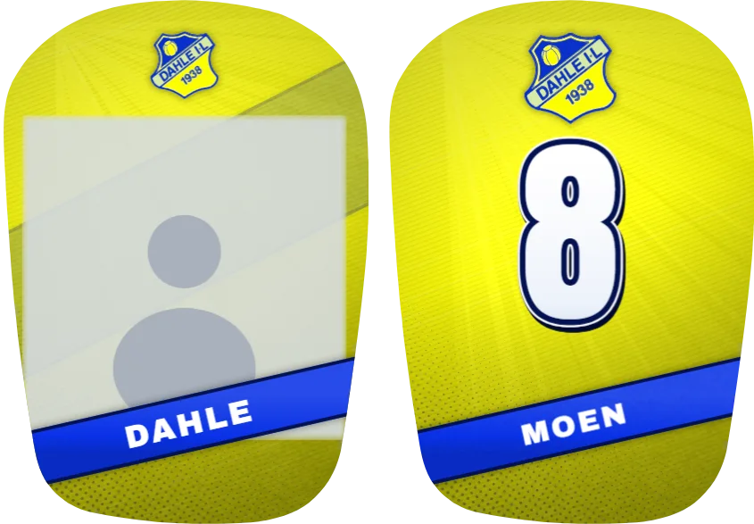 Dahle IL-leggskinn, ulike: bilde på det ene og nummer på det andre