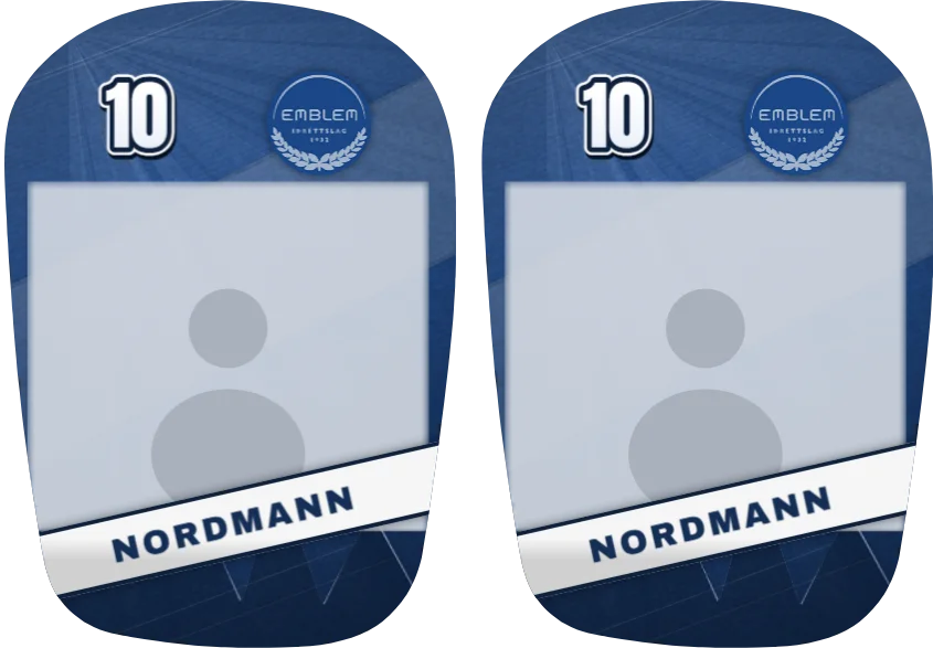 Emblem IL-leggskinn, like: bilde, navn og nummer på begge