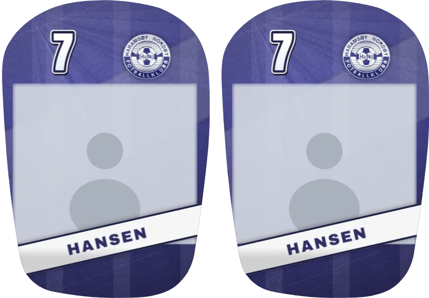 HaNo FK-leggskinn, like: bilde, navn og nummer på begge