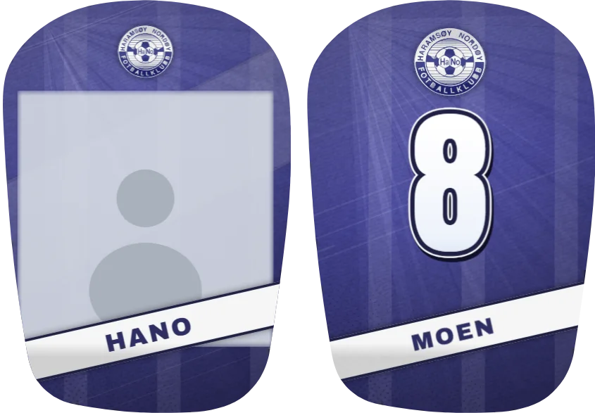 HaNo FK-leggskinn, ulike: bilde på det ene og nummer på det andre