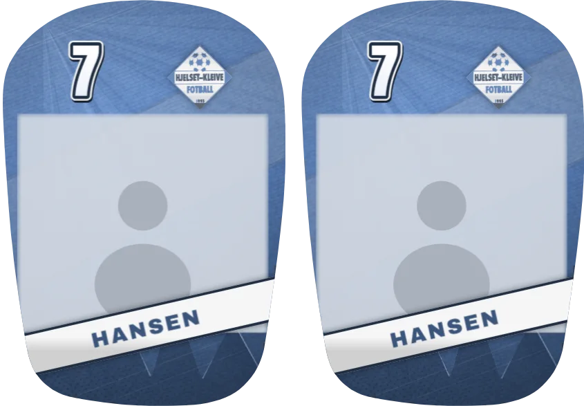 Hjelset-Kleive-leggskinn, like: bilde, navn og nummer på begge