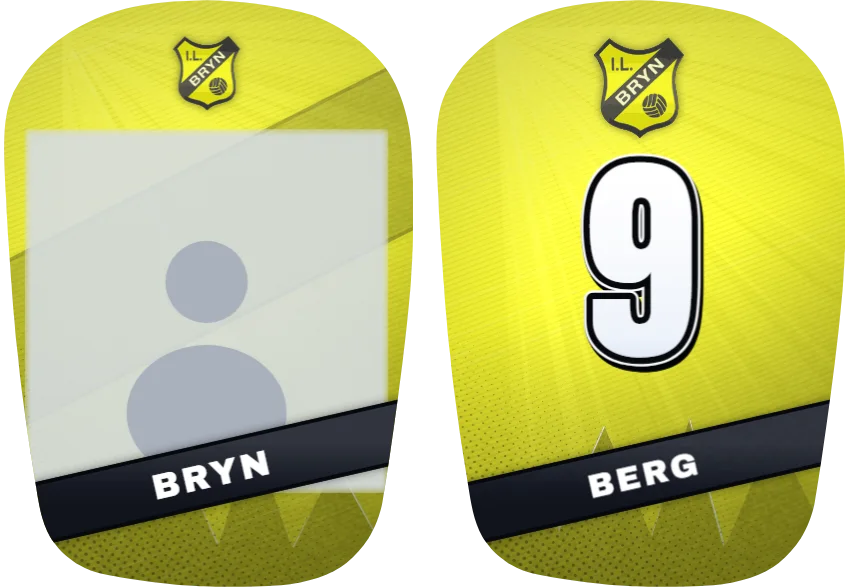 IL Bryn-leggskinn, ulike: bilde på det ene og nummer på det andre