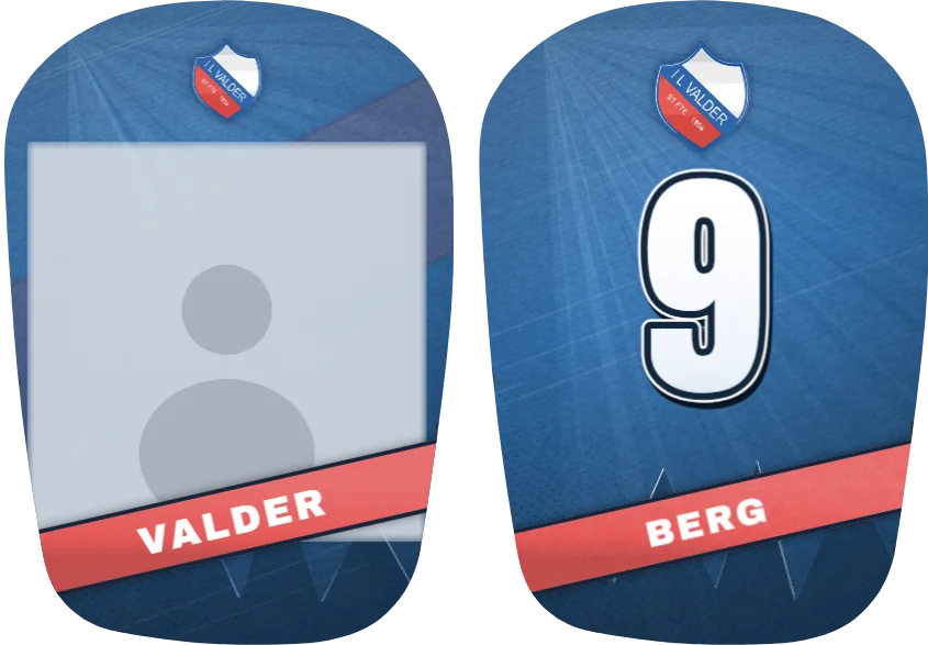 IL Valder-leggskinn, ulike: bilde på det ene og nummer på det andre