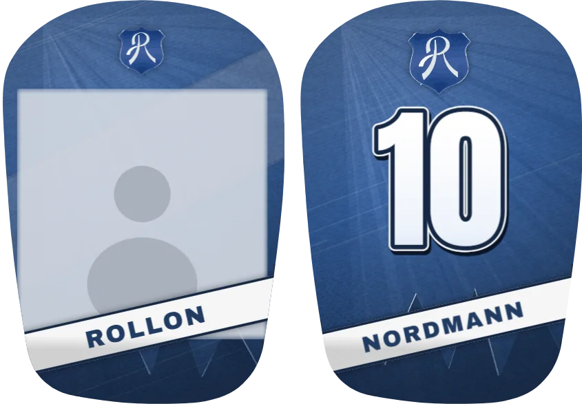 Rollon-leggskinn, ulike: bilde på det ene og nummer på det andre