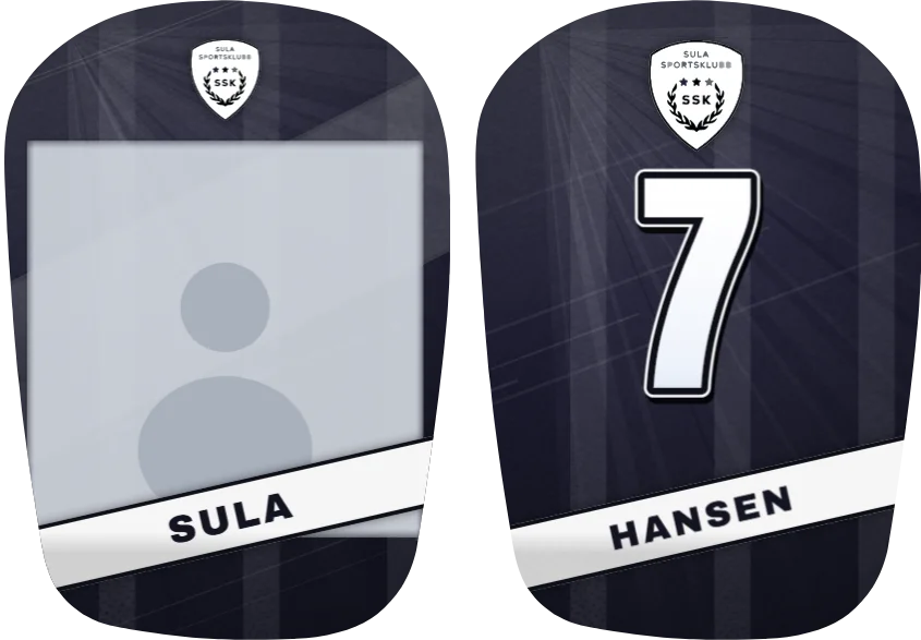 Sula SK-leggskinn, ulike: bilde på det ene og nummer på det andre